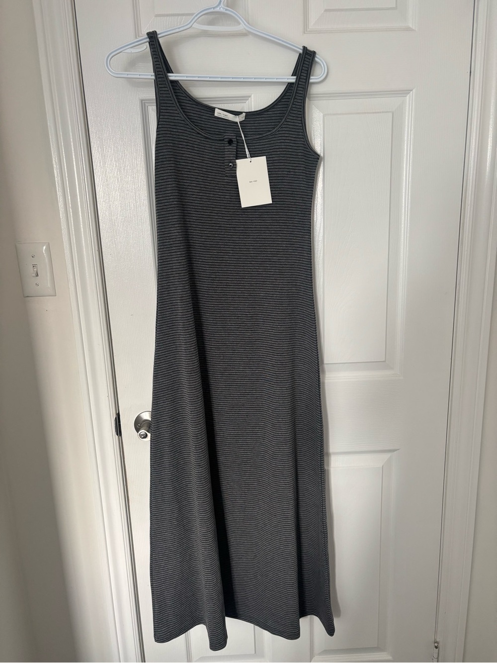 OAK + FORT Charcoal Ribbed Tank Maxi Dress
